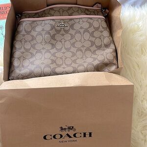 Coach Signature Brown and Pink Crossbody Bag